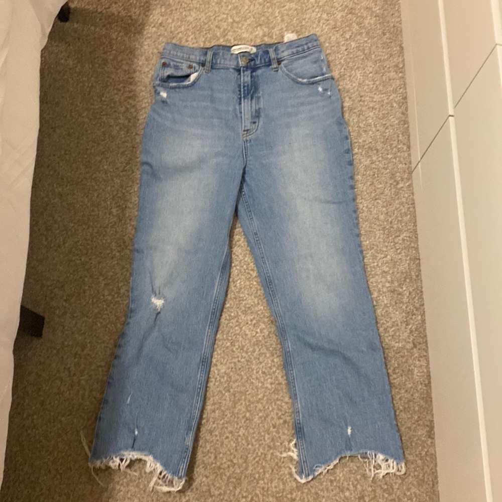 Abercrombie High Rise Kick Flare Light Wash Jeans